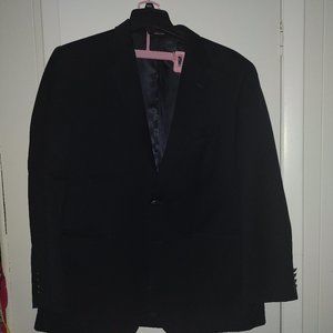 Men's VAN HEUSEN STUDIO Black Suit Jacket Coat Blazer 44R 100% WOOL
